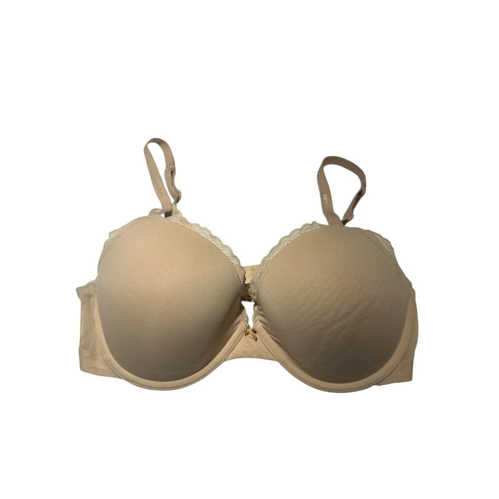 Aerie Bra Beige  Lace Trim Underwire 34DD Soft Material